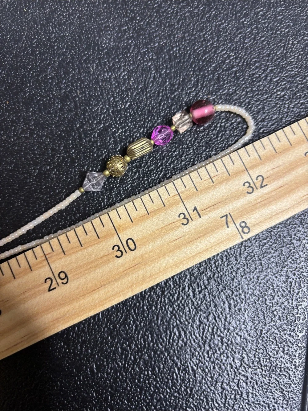 Cream Multicolor Beaded Layered Long Necklace Glass Acrylic Boho Beach